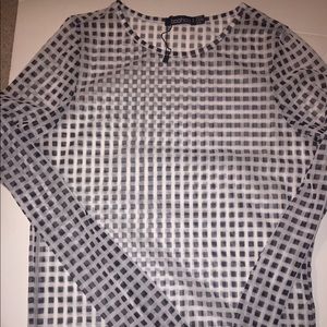 See through cheeked board long sleeve shirt